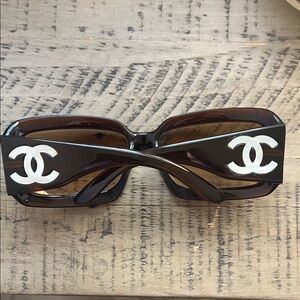 CHANEL Brown and Silver Sunglasses